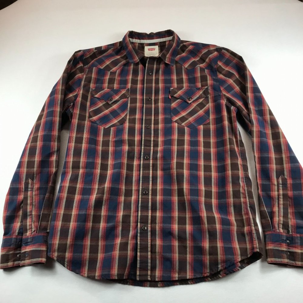 Levi's Mens Button Front Shirt Size L Plaid Multicolor